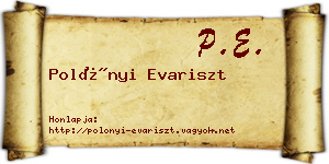 Polónyi Evariszt névjegykártya